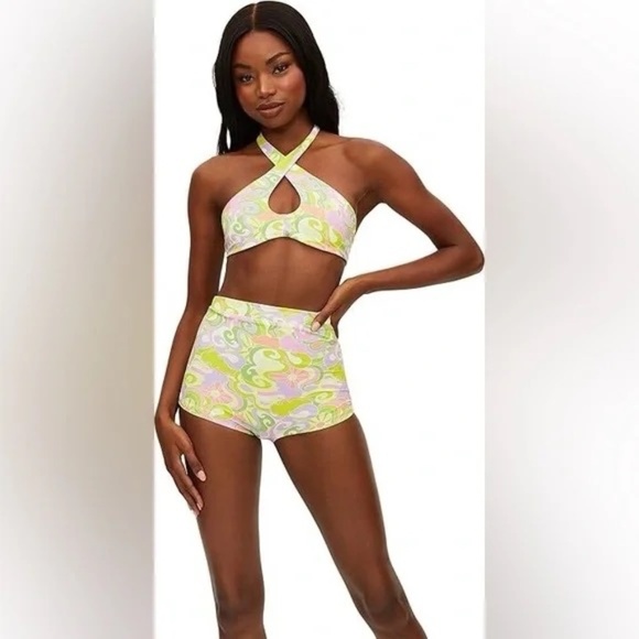 New! SET Beach Riot Brandy Top Felicia Shorts Psychedelic Sunshine 31389 - Picture 2 of 14